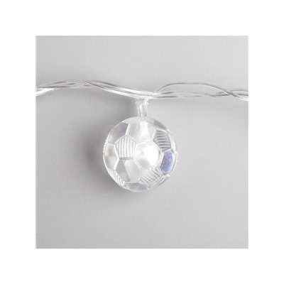 Гирлянда «Нить» 5 м с насадками «Футбольный мяч», IP20, прозрачная нить, 20 LED, свечение мульти (RG/RB), мигание, 220 В