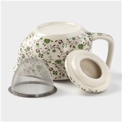 Чайник заварочный «Виньетки», 350 мл, металлическое сито, керамика, зелёный