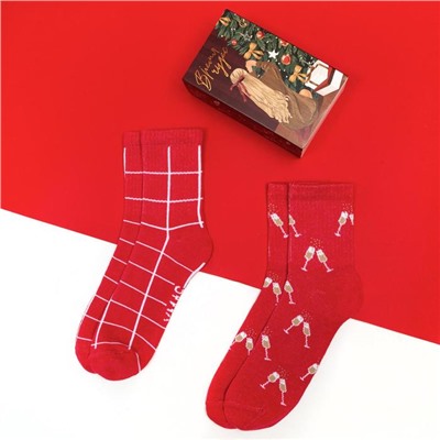 Носки женские новогодние KAFTAN Xmas размер 36-39 (23-25 см), набор 2 пары
