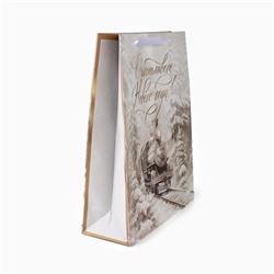 Пакет подарочный новогодний крафтовый «С Новым годом», L 31×40×11.5 см