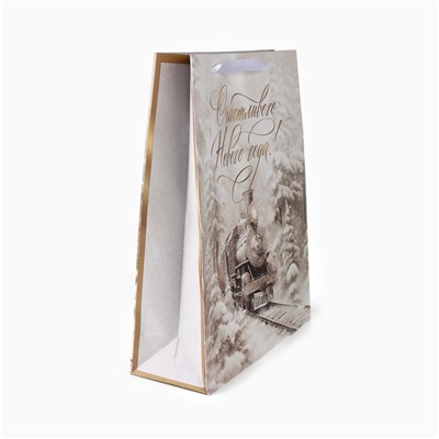 Пакет подарочный новогодний крафтовый «С Новым годом», L 31×40×11.5 см