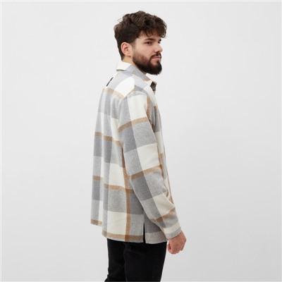 Рубашка мужская в клетку MIST, размер 48, серый