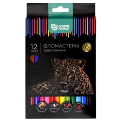 Фломастеры 12цв "ДИКАЯ ПЛАНЕТА" трехгранные ФЛ12-ДПЛ SchoolФормат
