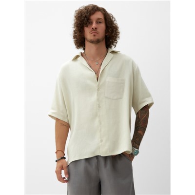 Рубашка мужская с коротким рукавом MIST, размер 52, молочная