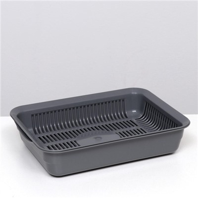 Туалет для кошек, 35.5×26×7 с, с сеткой, пластик, серый