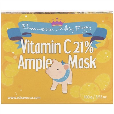 Elizavecca, Milky Piggy, маска для лица с 21% витамина С, 100 г (3,53 унции)