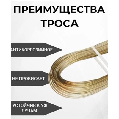 Трос металлополимерный, трос для белья 2.5mmx10m