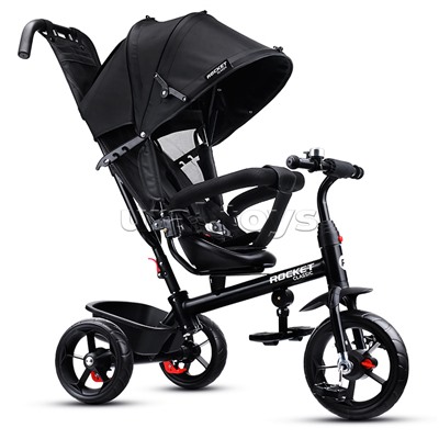 Велосипед трехколесный Rocket 136-BK, колеса EVA 10"/8", цвет черный