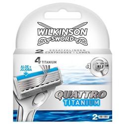 Кассеты для бритвы Schick (Wilkinson Sword) QUATTRO Titanium/ Titanium Sensitive (2шт) (Старый дизайн)