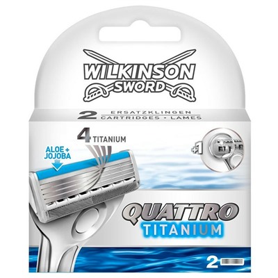 Кассеты для бритвы Schick (Wilkinson Sword) QUATTRO Titanium/ Titanium Sensitive (2шт) (Старый дизайн)