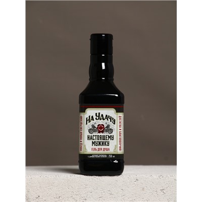 Подарочный набор «На удачу», гель для душа во флаконе виски, чёрный и мочалка лента, Чистое счастье