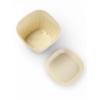 Кашпо для цветов «Ротанг», 2.3 л, 17.8×17.8×13.2 см, пластиковое, с поддоном, бежевое