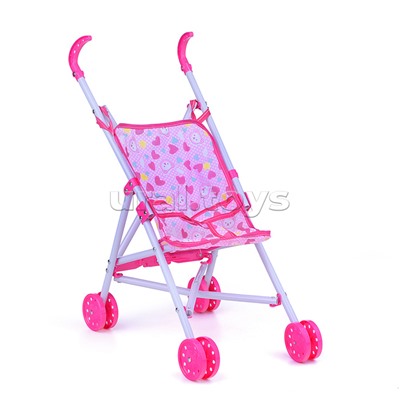 Коляска кукольная "Сердечки" трость, в пакете