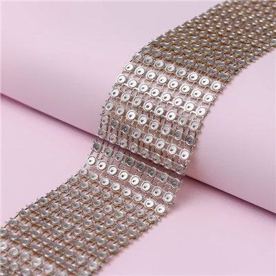 Лента с имитацией страз, 4 см, 9±1 м, цвет золотой