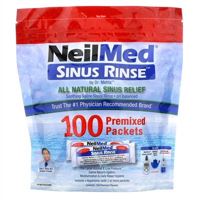 NeilMed, Sinus Rinse, натуральное средство для промывания носа, 100 пакетиков