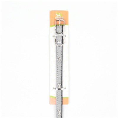 Ошейник «Пижон» с косточками, светоотражающий, 37×1.3 см, ОШ 26-33, чёрный