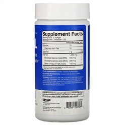RSP Nutrition, рыбий жир, 1250 мг омега-3, 120 мягких таблеток