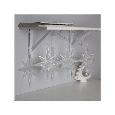 Гирлянда «Нить» 2 м с насадками «Полярная звезда», IP20, прозрачная нить, 30 LED, свечение мульти (RG/RB), мигание, 220 В