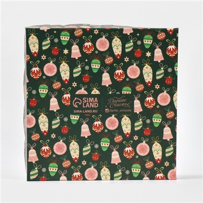 Коробка для кондитерских изделий с пластиковой крышкой «С Новым годом», 13×13×3 см