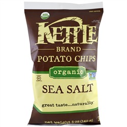 Kettle Foods, Органические картофельные чипсы, морская соль, 5 унций (142 г)