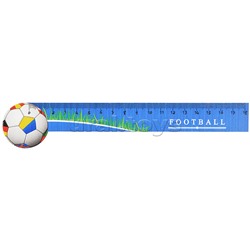 Линейка "Football" фигурная деревянная крашенная с рисунком, шкала 18 см (общая длина линейки 20,5 см) в блистерной упаковке, ассорти