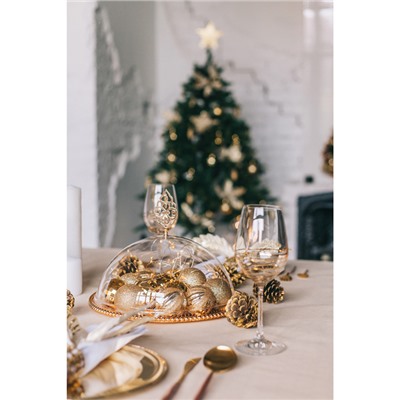 Бокалы для вина «Золотая спираль», 350 мл, набор 2 шт., хрустальное стекло, прозрачные, золотистые