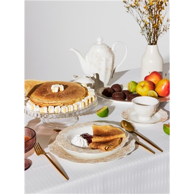 Скатерть «Этель» Shine, овал, 150×220±3 см, 192 г/м², хлопок с ВГМО, белая