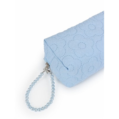 Косметичка женская «Цветочек», ручка из бусин, голубая