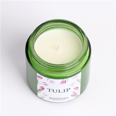 Ароматическая свеча в банке Spring Flowers. Tulip, из соевого воска, 25 ч, 120 мл, тюльпан