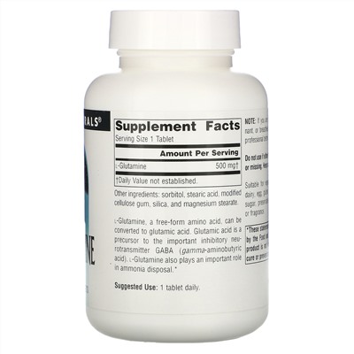 Source Naturals, L-глутамин, 500 мг, 100 таблеток