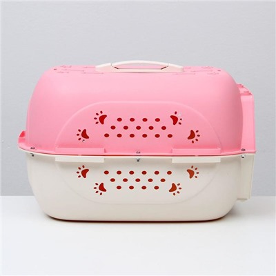 Переноска пластиковая, 47.5×33×31 см, розовая