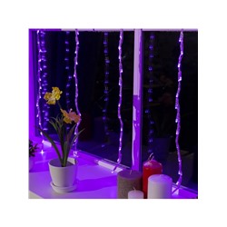 Гирлянда «Водопад» 2×1.5 м, IP20, прозрачная нить, 400 LED, свечение фиолетовое, 8 режимов, 220 В