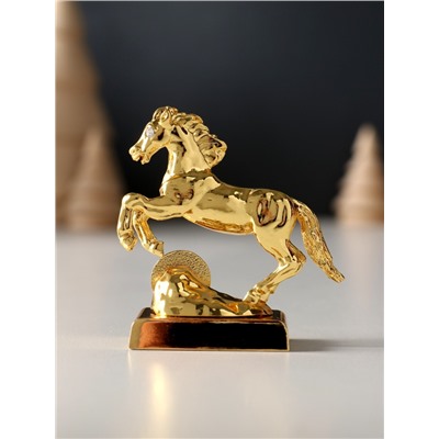 Фигурка металл «Лошадь» с монеткой и пожеланием «Богатства», 6×2.5×6 см