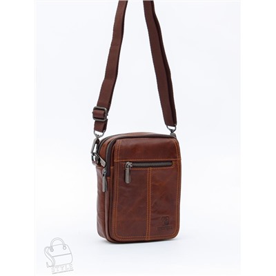 Сумка мужская кожаная 8611S brown Fuzhiniao в Новосибирске