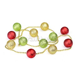 Новогоднее украшение "Бусы шары" цветные, 100см, в пакете