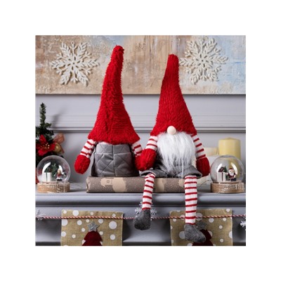 Светодиодная фигура «Гном с бородой» 14×47×9 см, текстиль, батарейки AG10×3 (в комплекте), свечение тёплое белое