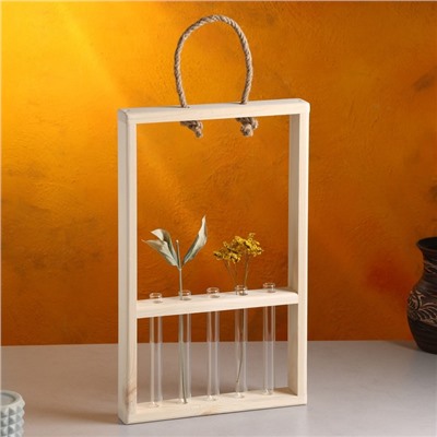 Подарочный ящик «Рамка», 26×5×40 см, деревянный, 5 колб