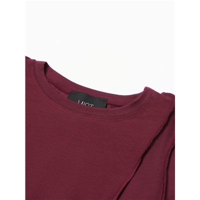 Лонгслив с декоративными швами MIST, размер 42, бордовый