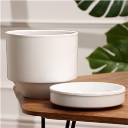 Горшок для цветов «Афродита», керамический, с поддоном, 3.4 л, белый