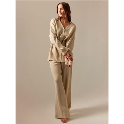 Пижама женская (рубашка, брюки) SL HOME Soft Home, размер 40-42, бежевая