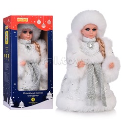 Сувенир музыкальный "Внучка деда мороза в белой шубе с поясом" с мелодией, 30 см