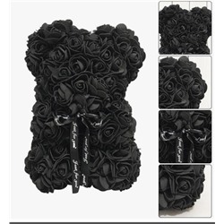 Мишка из роз светящийся в подарочной коробке, 25 см