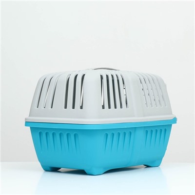 Переноска для животных, 47×30×35 см, вес до 9 кг, пластик, синяя