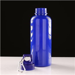 Бутылка для воды, 650 мл, с карабином, 22×7 см, синяя