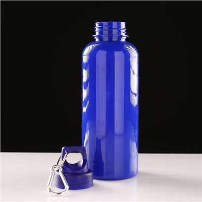 Бутылка для воды, 650 мл, с карабином, 22×7 см, синяя