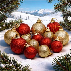 Набор новогодних украшений "Красно-золотые мотивы"