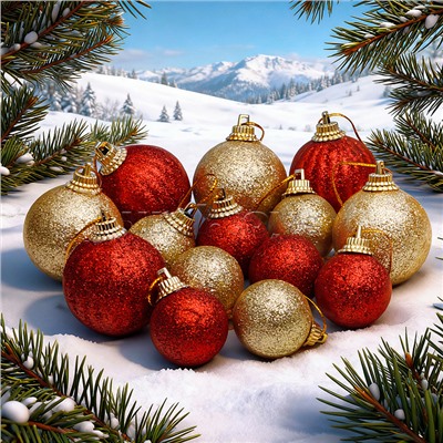 Набор новогодних украшений "Красно-золотые мотивы"