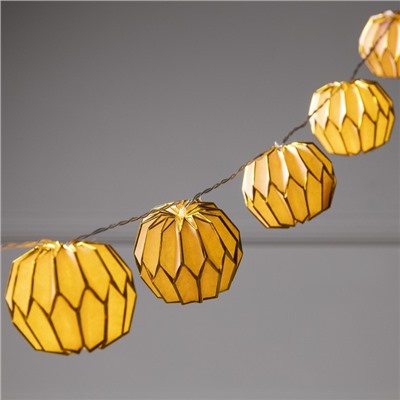 УЦЕНКА Гирлянда «Нить», 2 м, с насадками «Бумажный фонарик розовый», IP20, 10 LED, батарейка AAх2 (не в комплекте), прозрачная нить, свечение тёплое белое