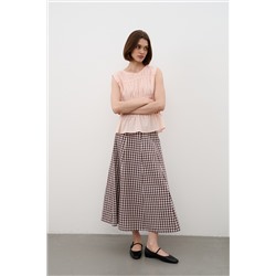 Юбка  SKRT2534_Brown Checkers/Коричневый, белый