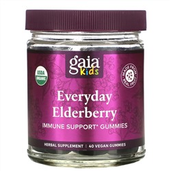 Gaia Herbs, Kids, Everyday Elderberry Gummies, 40 Vegan Gummies